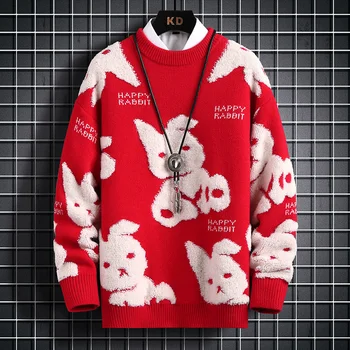 2024 Новая зима Высокое качество Модные Печатные Мужские Рождественские Пуловеры Водолазка Свободный Кашемировый Свитер Мужчины Толстый Теплый Pull Homme