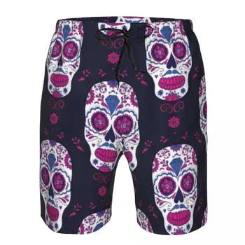 красочный сахарный череп с цветочным быстросохнущим шортами для плавания для мужчин купальники купальник сундук для купания пляжная одежда