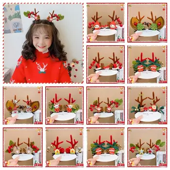 Bowknot Рождественская заколка для волос с пайетками Счастливого Рождества Декор Детский олень Рога Заколка для волос Корейские аксессуары для волос Ткань